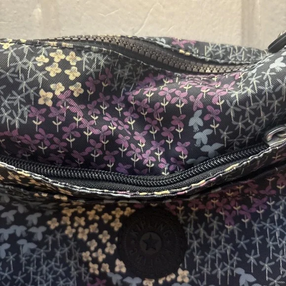 Kipling Ciro Crossbody Bag Navy Blue With Floral Pattern 8 X 9" - Picture 7 of 13